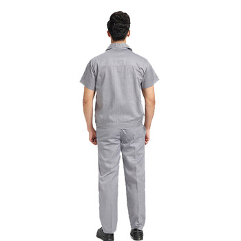 劳保佳 短袖工作服套装 汽修 电工 车间工装 灰色单上衣 L/170码