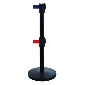 南 LG-A 双节伸缩带栏杆座 黑色 2米线栏杆座 隔离带护栏杆警戒围栏银行排队立柱