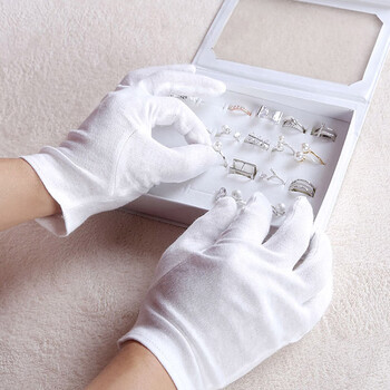 百舸 白手套礼仪手套 防汗文玩阅兵棉开车加厚劳保珠宝表演 12双