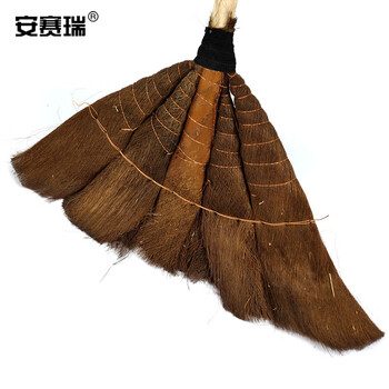 安赛瑞 棕扫帚 物业环卫扫帚笤帚清洁工具 (5把装）扫雪工具 工业用棕扫把 木柄棕树皮扫把24192
