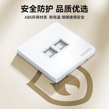 山泽（SAMZHE）电脑插座网线口网络面板 适用电话信息模块 通用超五/六/七类模块加厚86型面板 双口WAN-02