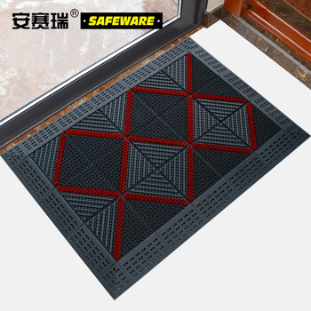 安赛瑞 室外镂空除尘地垫 EVA拼接除尘地垫 拼接式刮泥防滑脚垫 单刷红刷灰底 120×150×2.5cm 23446