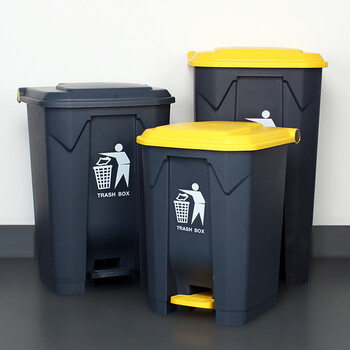 益美得 脚踏垃圾桶户外大号分类垃圾箱厨房餐厅果皮桶 脚踏50L蓝色（可回收物）