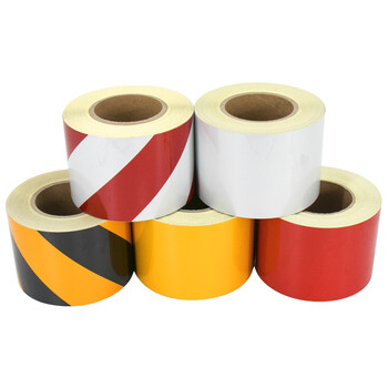 海斯迪克 反光警示胶带（黑黄双色1卷）10CM*23M 夜间交通安全警示车贴地贴 PET反光膜 HKJD-007