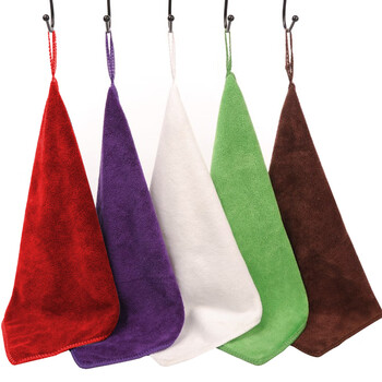 兰诗（LAUTEE）QJ-300 方形纤维毛巾 酒店物业清洁抹布 带挂钩清洁方巾30*30厘米 葡萄紫10条装