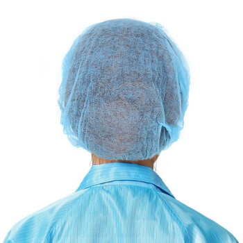 者也（ZYE）100只一次性条形帽防尘帽无纺布帽发罩网帽防尘 蓝色优质款