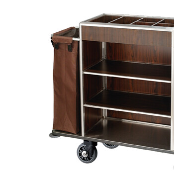 南 C-87 多功能客房服务车 咖啡色 酒店客房服务车清洁工作车房口车宾馆布草推车