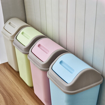 【大号颜色随机发货】室内方形摇盖垃圾桶办公室翻盖式纸篓