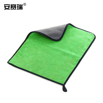 安赛瑞 珊瑚绒抹布 清洁擦拭布 加厚双面珊瑚绒保洁洗车毛巾 灰绿5个装30×30cm 27068