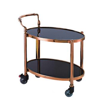南 C-90D 酒水车 玫瑰金 两层酒水服务车大堂茶水饮料车 酒店餐车不锈钢甜品车送餐车