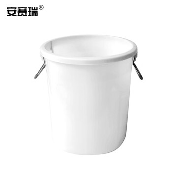 安赛瑞 大号塑料圆桶 大号圆形收纳桶 大容量水桶 食堂光盘环卫物业餐厨垃圾桶 100L 白色无盖 24385
