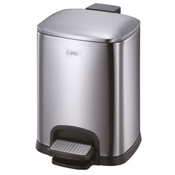 南 SJ3-F03 方形脚踏桶 砂银钢 商用不锈钢 南方垃圾桶 酒店宾馆客房果皮桶 厨房垃圾桶 5升容量 防指纹