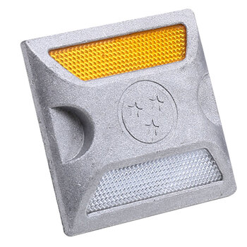 冰禹 BYlf-553 铸铝道钉 反光轮廓标道钉 道路交通设施 铸铝道钉双黄10*10cm