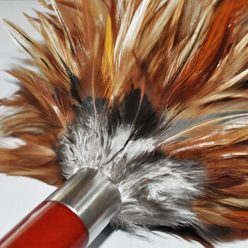 兰诗（LAUTEE）JMD-008A 酒店物业清洁鸡毛掸 除尘掸 实木手柄大号