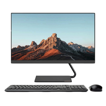 联想(Lenovo)AIO逸 微边框高色域一体机台式电脑23.8英寸(I3 8G 1T无线键鼠）黑