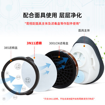 3M 3N11滤棉 过滤各类喷漆作业中产生的漆雾 需配3200面罩使用 100片装