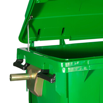 益美得 塑料环卫垃圾车户外手推移动垃圾桶大号清运车 1100L有脚踏绿色