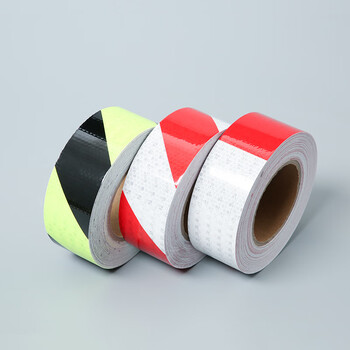 Matsuki玛塔思 晶格反光警示胶带 车身警示标识贴汽车货车交通反光物业施工划线蜂窝反光条 5cm*25m斜纹红白