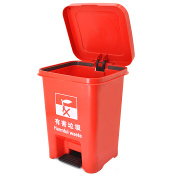 兰诗（LAUTEE）YY-012 脚踏分类垃圾桶  商用学校小区脚踏式垃圾桶 12升-红色有害垃圾