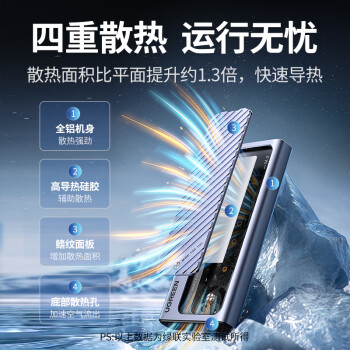 绿联M.2硬盘盒扩展坞 NVMe/SATA双协议移动硬盘盒分线器四合一 Type-C/USB3.2 适用苹果16/Macmini外置
