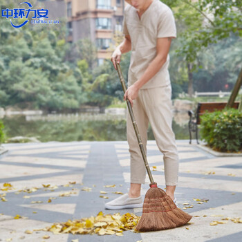 中环力安 不锈钢垃圾铲 长柄加厚棕扫把软毛手工植物鬃毛笤帚ZHLA-9025