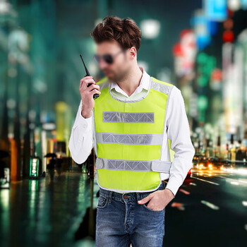冰禹 BY-5017 交通路政施工环卫反光背心马甲 安全警示反光衣可印字 加厚晶格荧光黄