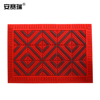 安赛瑞 室外镂空除尘地垫 EVA拼接除尘地垫 拼接式刮泥防滑脚垫 三刷灰刷红底 75×120×2.5cm 23384