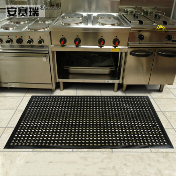 安赛瑞 橡胶地垫 圆孔橡胶垫 90×150cm 仓库车间走廊厨房橡胶防滑地垫 黑色26781