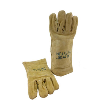 威仕盾（WESTUN）G-2118 35cm背加盖电焊手套 米黄色 L码 1副