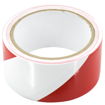 海斯迪克 车间划线安全标识胶带 PVC斑马线警示胶带 红白1卷 4.8CM*16y HKJD-004