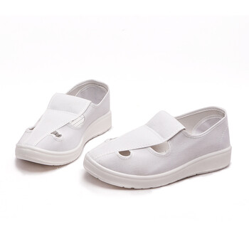 者也（ZYE）防静电鞋 PU工作透气鞋男女无尘车间劳保鞋帆布鞋PVC底四孔白色/藏青2色可选 白色PU底 36码