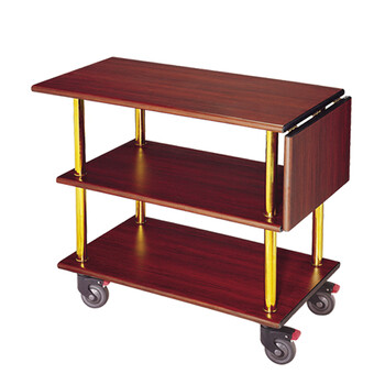 南 C-20 三层服务车 镜金 红木色 可拆装 餐车清洁车服务车手推车 酒店移动餐车