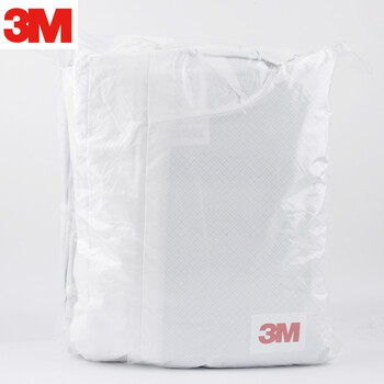 3M 4535防护服防尘喷漆防液体喷溅农药喷洒工业清洁白色不透气带帽连体服大包装5件/包L码定做