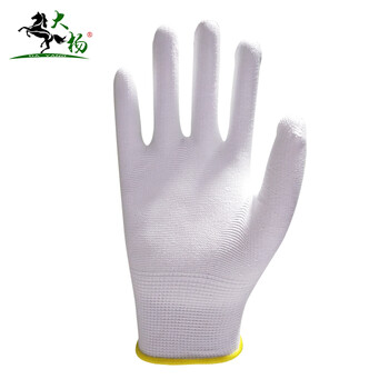 大杨131尼龙PU手套 12双 白色 M中码 防滑耐磨涂层涂胶工地车间工作劳保手套 定制