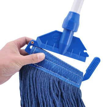 益美得 铝杆四色分类棉线蜡拖商用办公吸水拖把地拖墩布棉纱拖把 卡扣款黄色