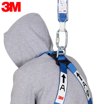 3M 1390399单钩减震缓冲连接绳配50MM大挂钩 安全绳\坠落悬挂 Φ12mm×2m 三股腈纶 1条