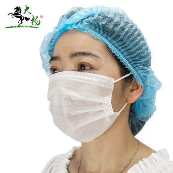 大杨 一次性条形帽子 200个【加厚100个/包】蓝色 无尘电子厂防尘头罩防护发罩077