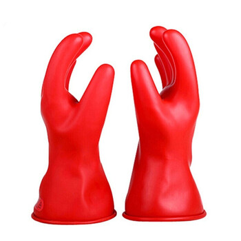 双安 乳胶手套 0级带电作业绝缘手套 5KV绝缘手套 耐压1000V电工防护手套 红色