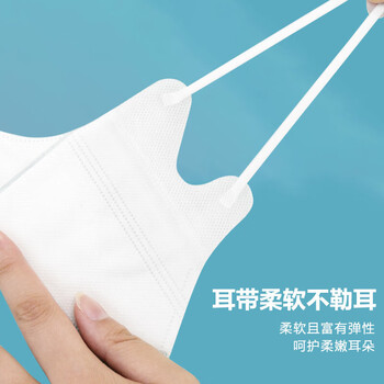 旷尔 一次性口罩 挂耳式折叠防护口罩 无纺布面罩【细耳带白色 143x167mm】