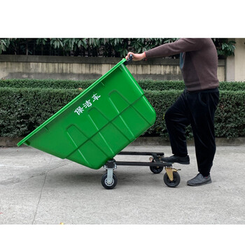 冠峰 草绿色400L 四轮保洁清运车环卫手推车环卫垃圾车大号户外垃圾桶GNG-427