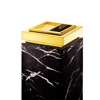 南 GPX-7A02 金盖座地南方烟灰桶 镜金 黑白根石 酒店会所大堂商场楼道烟缸垃圾桶 不锈钢垃圾桶 立式烟灰桶