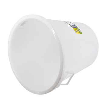 益美得 圆形大号水桶塑料垃圾桶储物桶商用户外带盖工业用大桶 40L白色