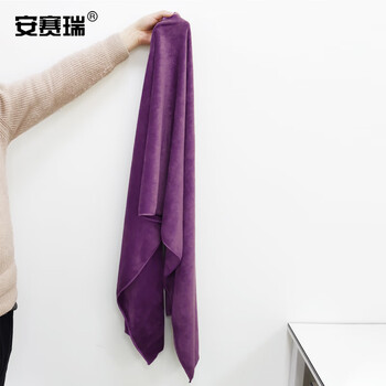 安赛瑞 超细纤维磨绒毛巾 多用途大号百洁布吸水加厚清洁擦拭布保洁洗车 宽60cm长180cm紫色 27061