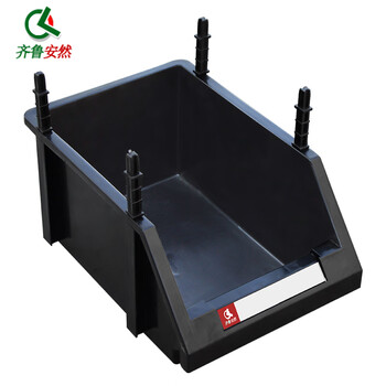 齐鲁安然 防静电零件盒【黑色F3斜口盒 带立柱 350*210*150MM】组合式分类盒 物料盒元件盒整理收纳盒