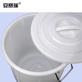 安赛瑞 大号塑料圆桶 大号圆形收纳桶 大容量水桶 食堂光盘环卫物业餐厨垃圾桶 160L 白色有盖24390