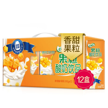 伊利 优酸乳果粒酸奶饮品芒果味245g*12盒