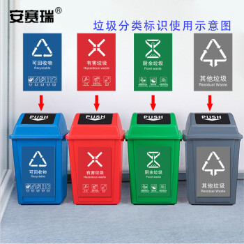 安赛瑞 垃圾分类标识 3M不干胶贴 新国标北京标准细化标语 其他垃圾 20×30cm 27283