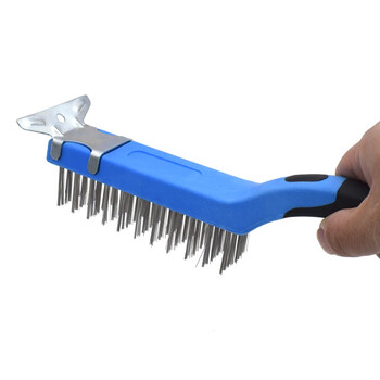 保拉(Paola) 不锈钢工业钢丝刷子295mm 铁丝刷 长柄文玩打磨刷 清洁刷 除锈去污钢刷工具5886