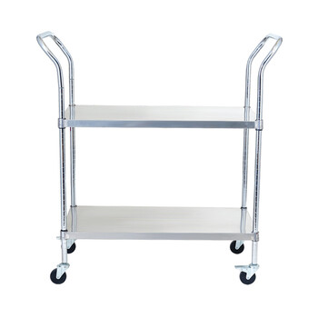 川井（WELLAND ）双层手推车 201不锈钢拣货转运车 周转车90*45*127cm