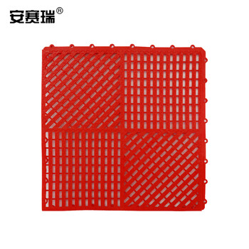 安赛瑞 疏水防滑垫 泳池卫生间拼块地垫 30cm×30cm×9mm PVC镂空疏水垫 红色27117